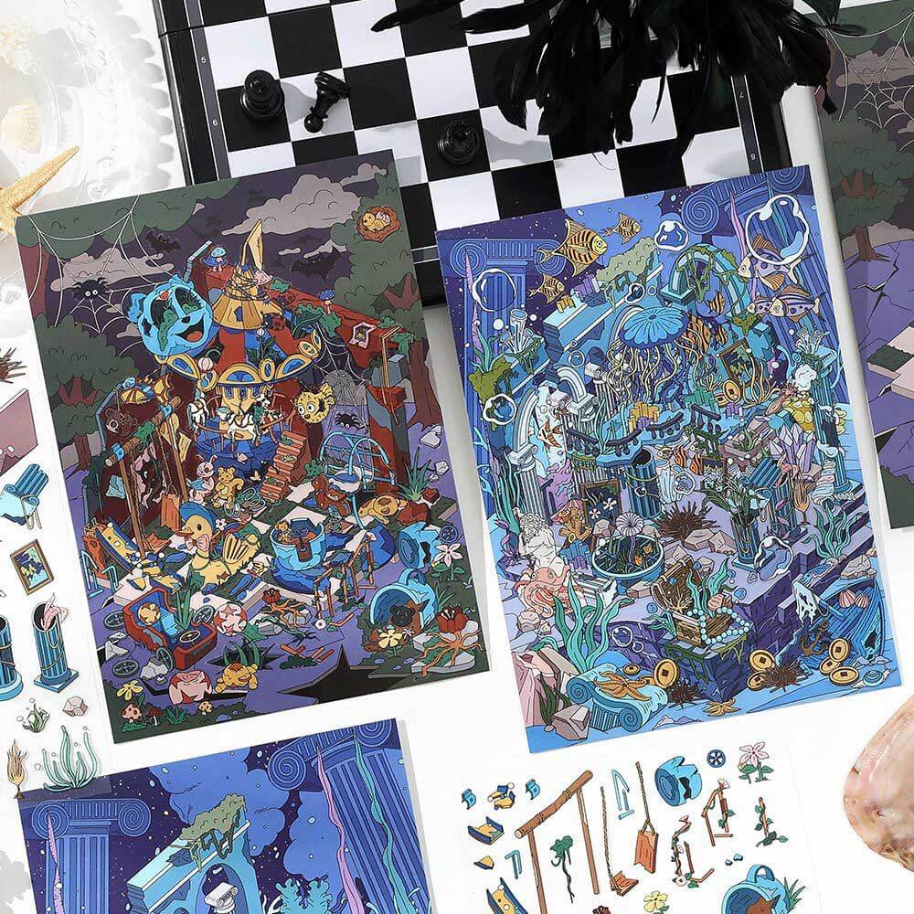 Lost Realms DIY 3D Scene Stickers 2 Cute Miniature Scenes(L)