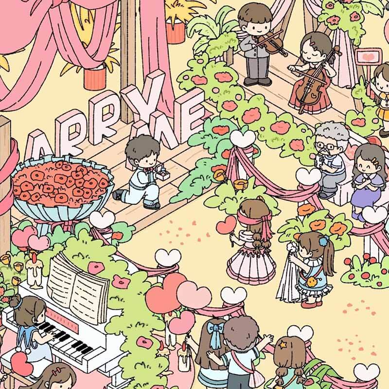 Love at Sunset DIY 3D Scene Stickers 2 Cute Miniature Scenes(L)