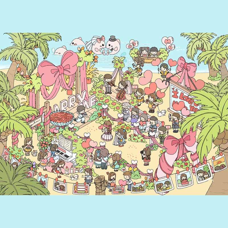 Love at Sunset DIY 3D Scene Stickers 2 Cute Miniature Scenes(L)