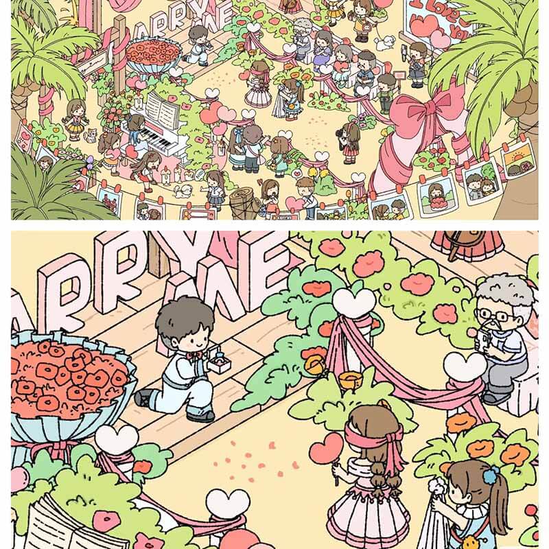 Love at Sunset DIY 3D Scene Stickers 2 Cute Miniature Scenes(L)