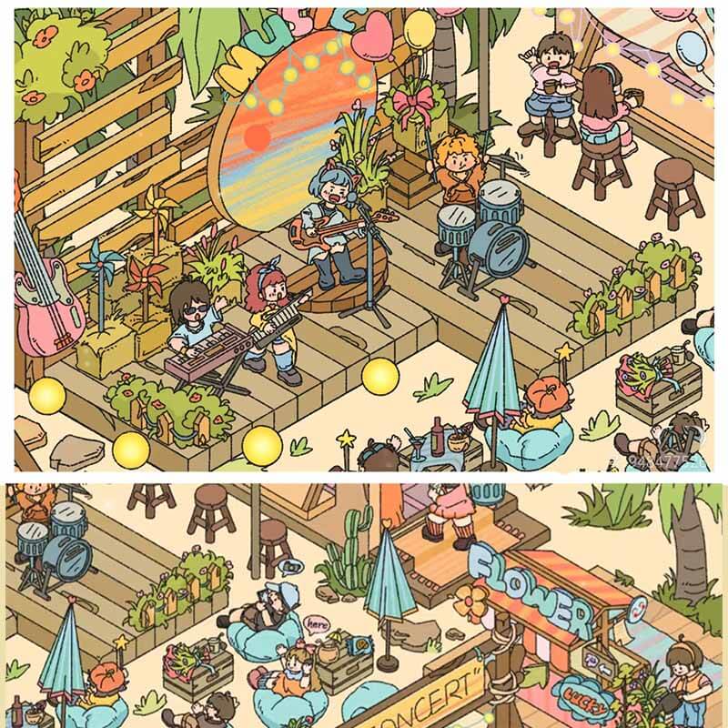 Love at Sunset DIY 3D Scene Stickers 2 Cute Miniature Scenes(L)