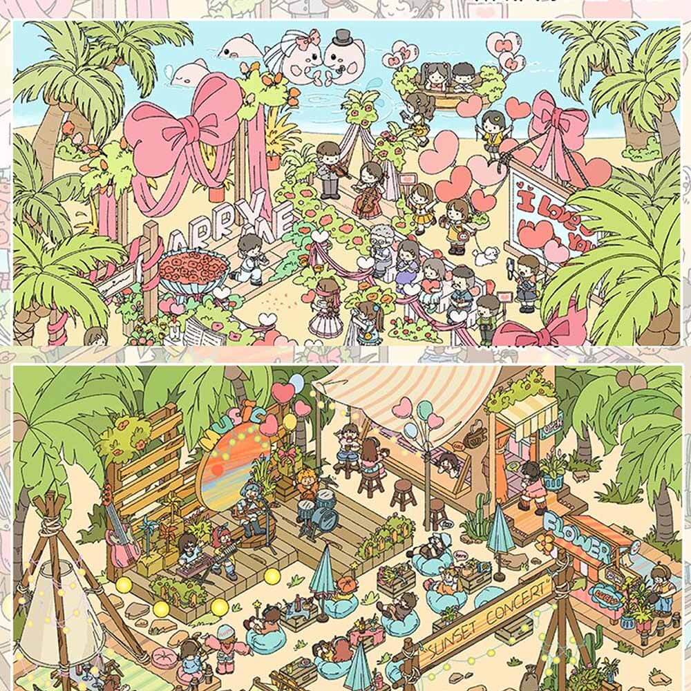 Love at Sunset DIY 3D Scene Stickers 2 Cute Miniature Scenes(L)