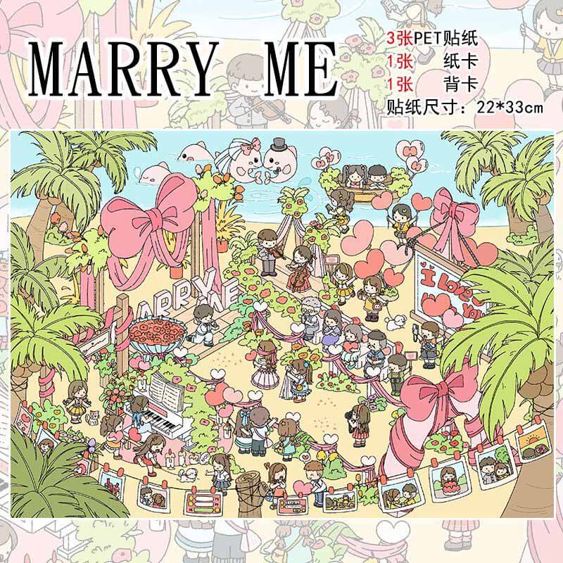 Love at Sunset DIY 3D Scene Stickers 2 Cute Miniature Scenes(L)