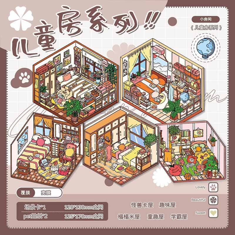 Lovely Cozy Cabin DIY 3D Scene Stickers 5 Cute Miniature Scenes(S)