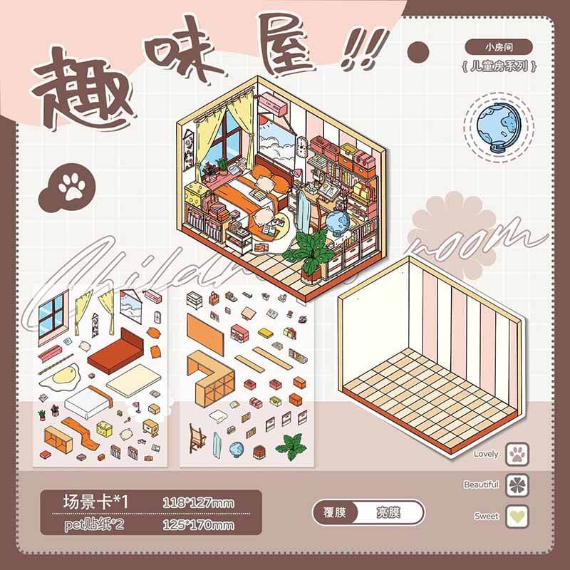 Lovely Cozy Cabin DIY 3D Scene Stickers 5 Cute Miniature Scenes(S)