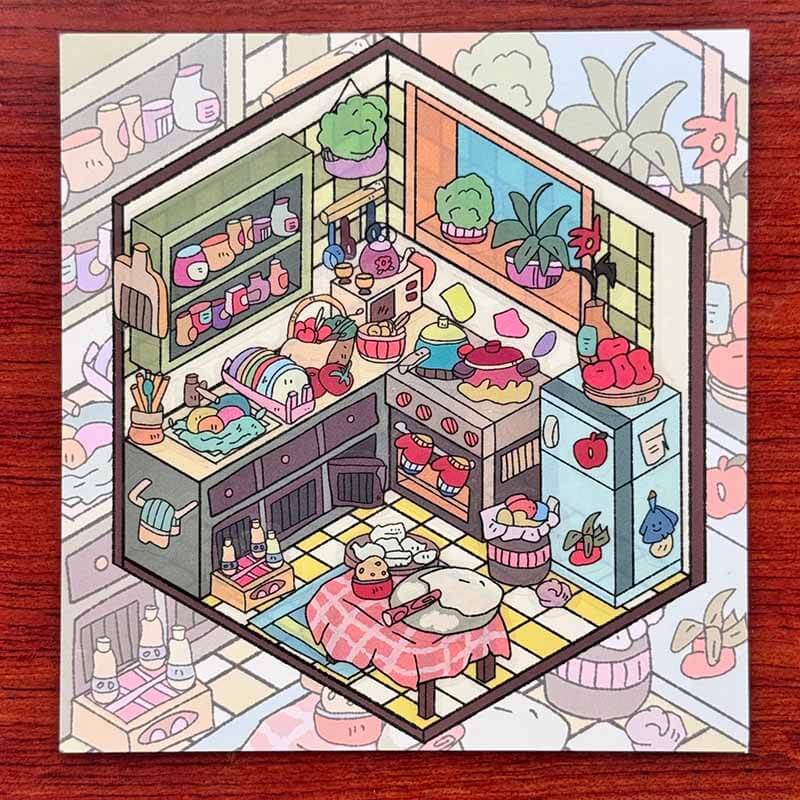 Lovely Home DIY 3D Scene Stickers Cute Miniature Scenes(XS)