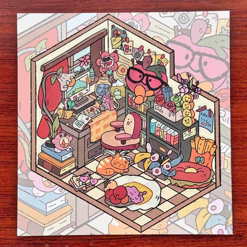 Lovely Home DIY 3D Scene Stickers Cute Miniature Scenes(XS)