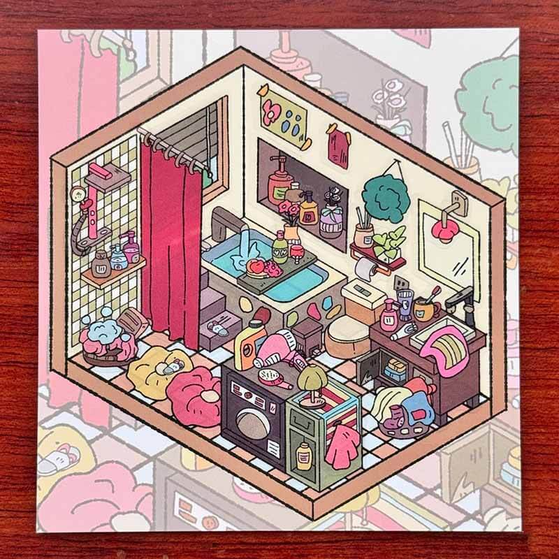 Lovely Home DIY 3D Scene Stickers Cute Miniature Scenes(XS)