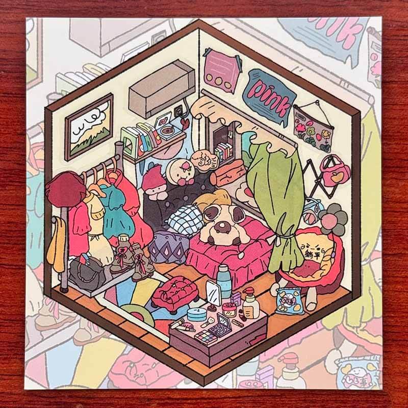 Lovely Home DIY 3D Scene Stickers Cute Miniature Scenes(XS)