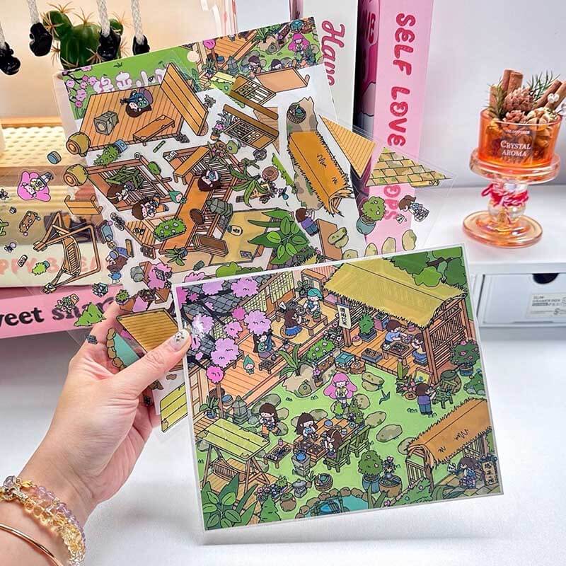 Lovely Life Corners DIY 3D Scene Stickers 4 Cute Miniature Scenes(L)