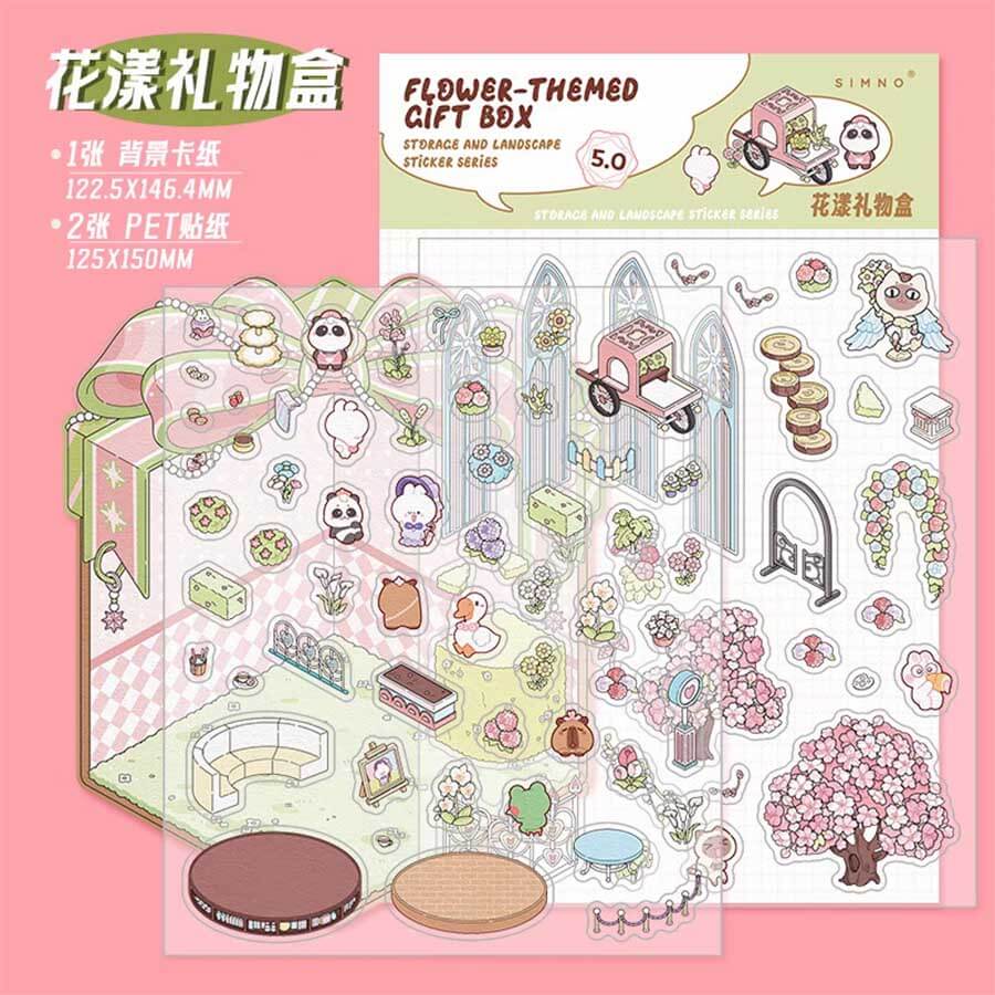 Autocollants 3D DIY Boule de Cristal - 4 Scènes Miniatures Adorables