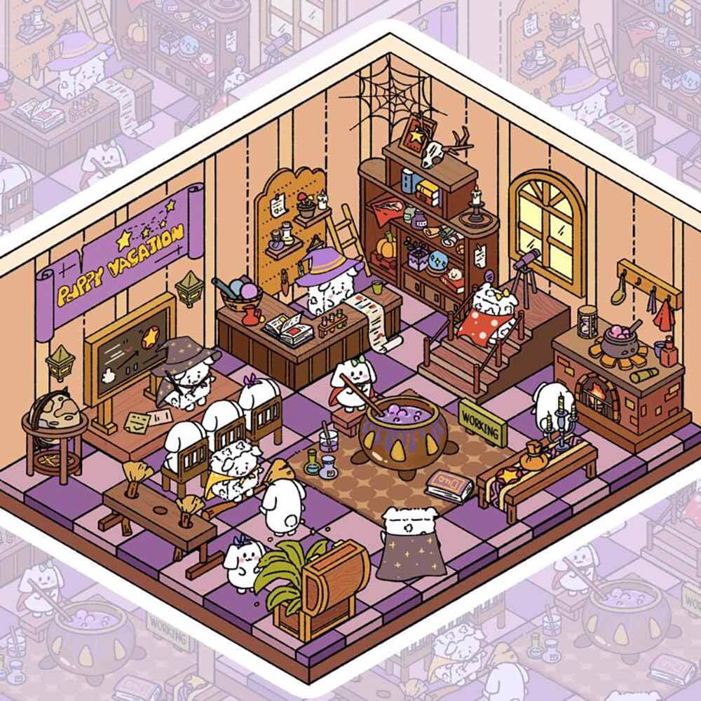 Cute Fat Puppy 2.0 Sticker Scenes 6 lovely miniature scenes(S)