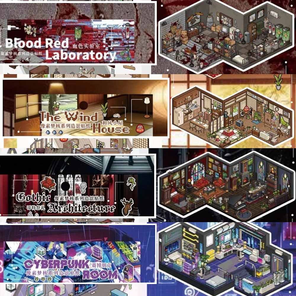 Darkwave Dreams DIY 3D Scene Stickers 4 Cute Miniature Scenes(S)