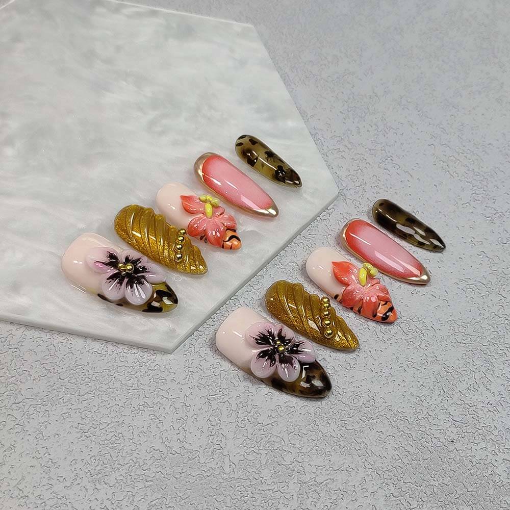Art Garden Press On Nails Gilded Sundown 21
