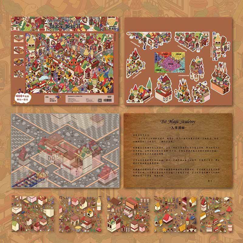 Magic Academy DIY 3D Scene Stickers Cute Miniature Scenes(XL)