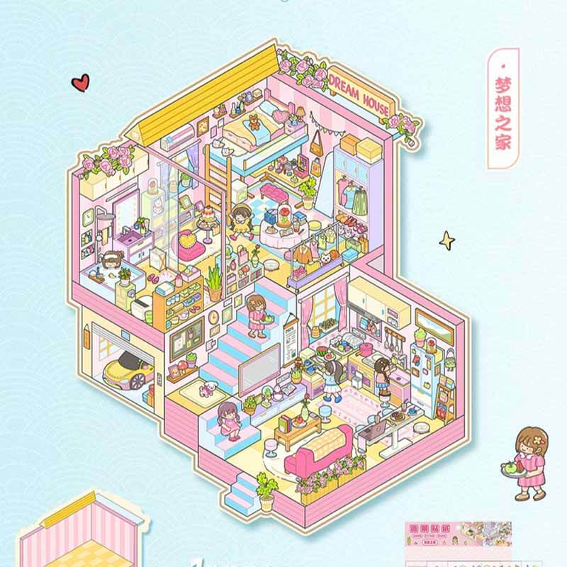 Magic Base DIY 3D Scene Stickers Lovely Miniature Scenes(L)