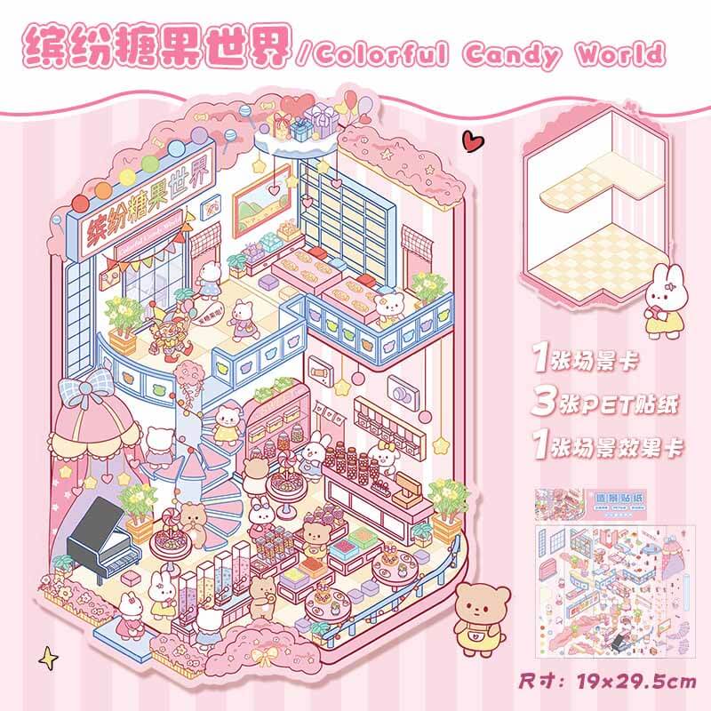 Magic Base DIY 3D Scene Stickers Lovely Miniature Scenes(L)