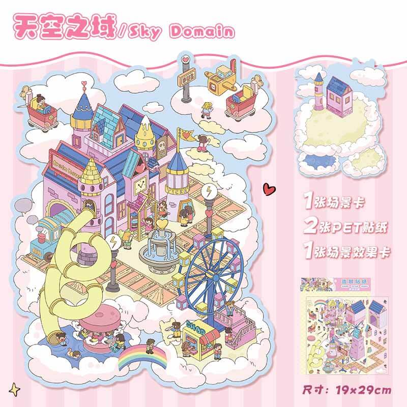 Magic Base DIY 3D Scene Stickers Lovely Miniature Scenes(L)