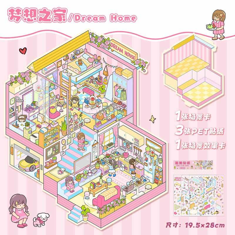 Magic Base DIY 3D Scene Stickers Lovely Miniature Scenes(L)