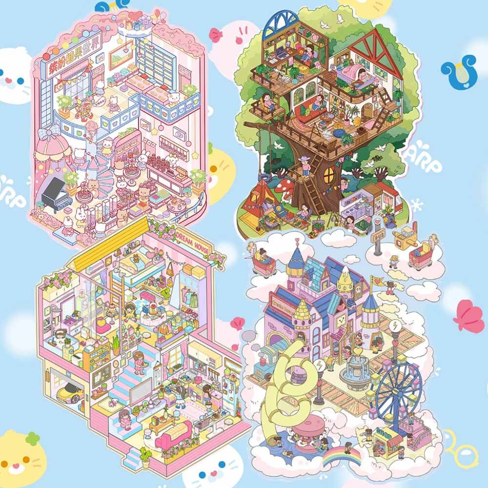 Magic Base DIY 3D Scene Stickers Lovely Miniature Scenes(L)