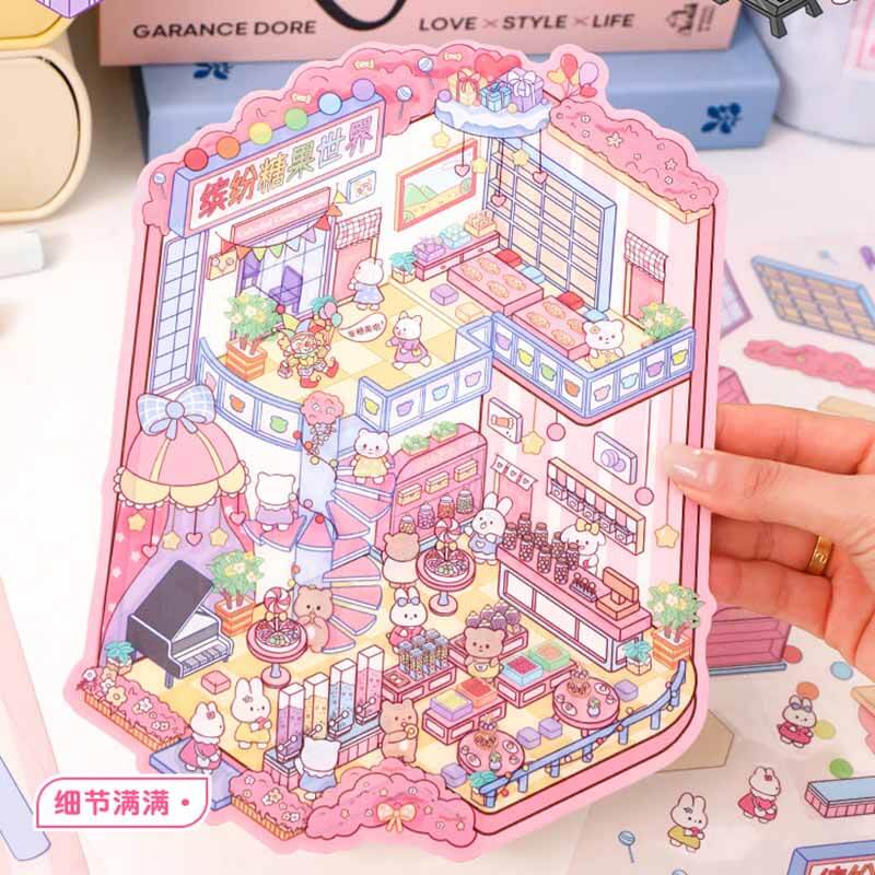 Magic Base DIY 3D Scene Stickers Lovely Miniature Scenes(L)