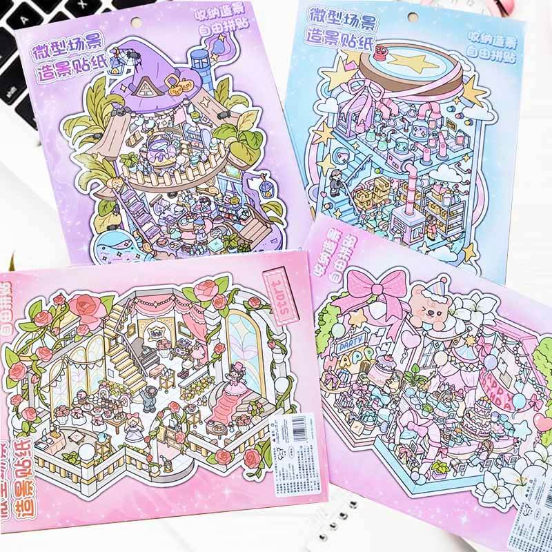 Magic Celebration DIY 3D Scene Stickers 4 Cute Miniature Scenes(S)