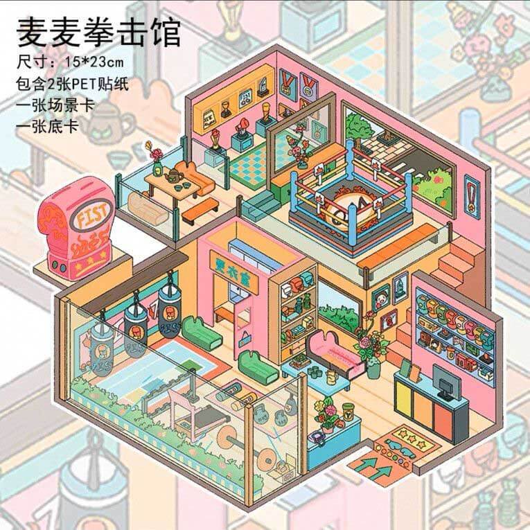 Maimai's Diverse World DIY 3D Scene Stickers 6 Lovely Miniature Scenes(M)