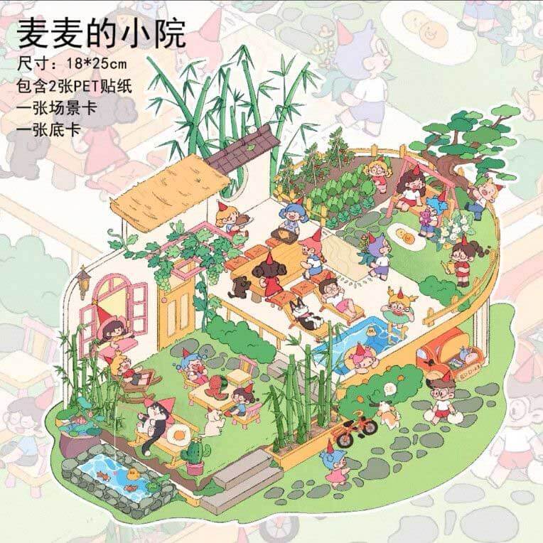 Maimai's Diverse World DIY 3D Scene Stickers 6 Lovely Miniature Scenes(M)