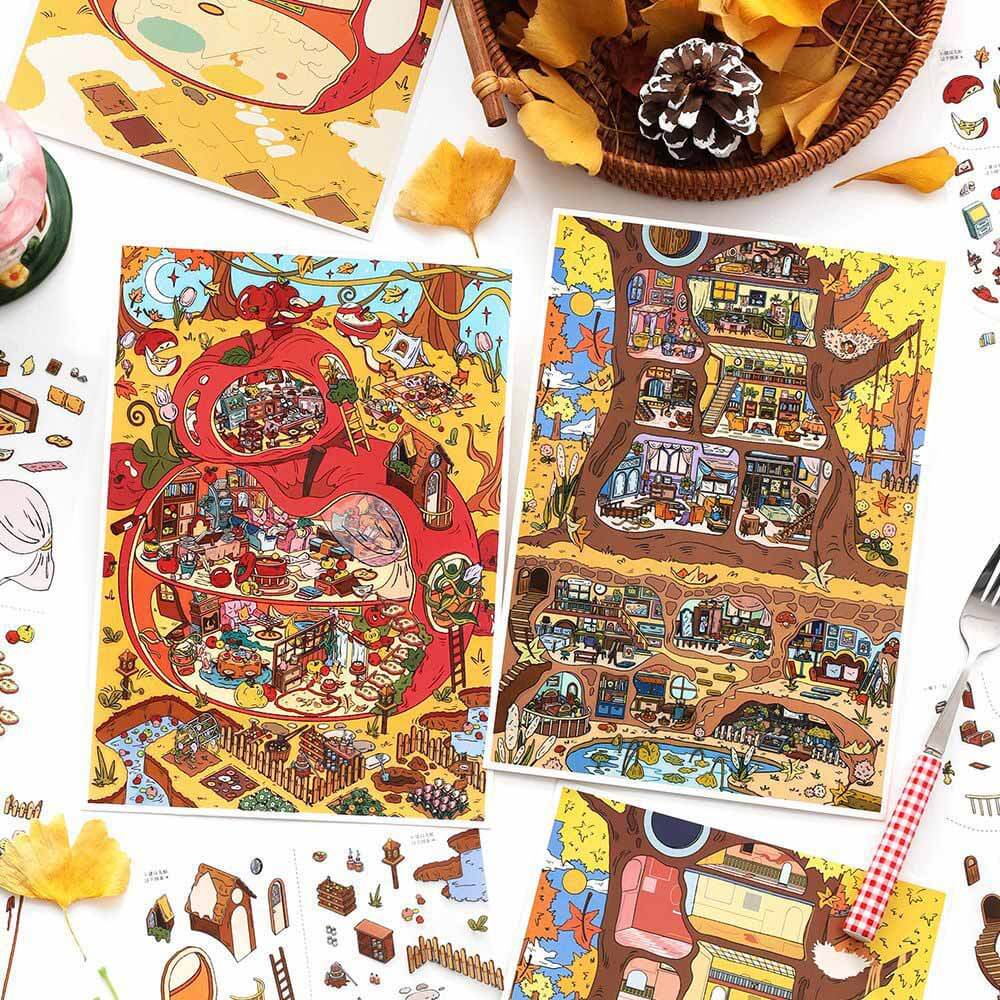 Orchard Hideaway DIY 3D Scene Stickers 2 Cute Scenes(L)