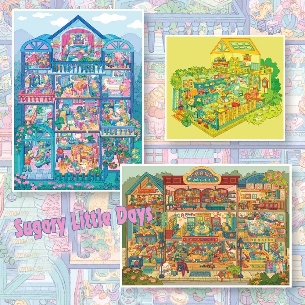 Sugary Little Days DIY 3D Scene Stickers 3 Cute Miniature Scenes(M&L)