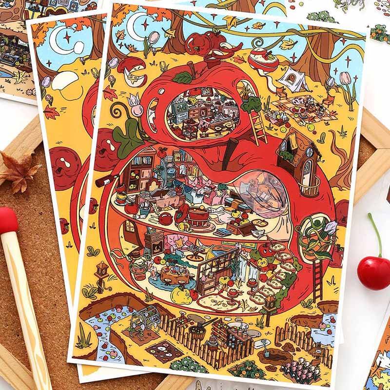 Orchard Hideaway DIY 3D Scene Stickers 2 Cute Scenes(L)