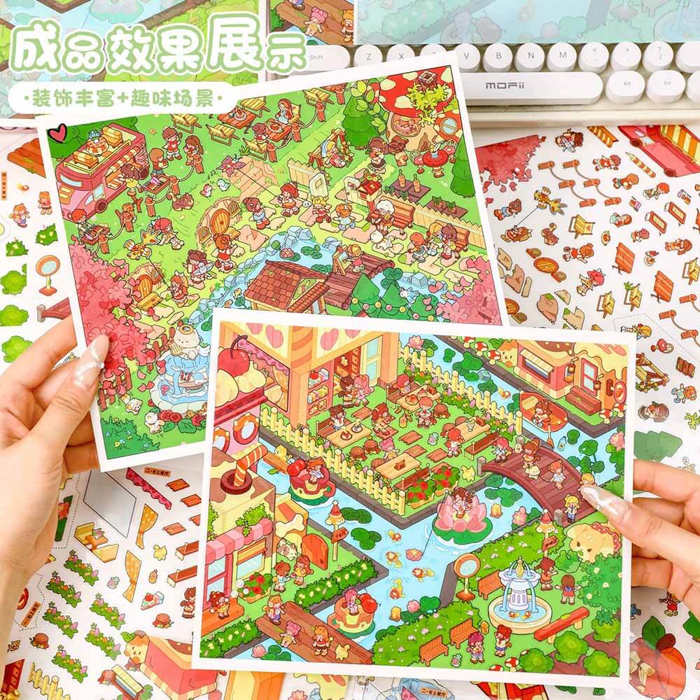 Holiday Stroll DIY 3D Scene Stickers 2 Cute Miniature Scenes(L)
