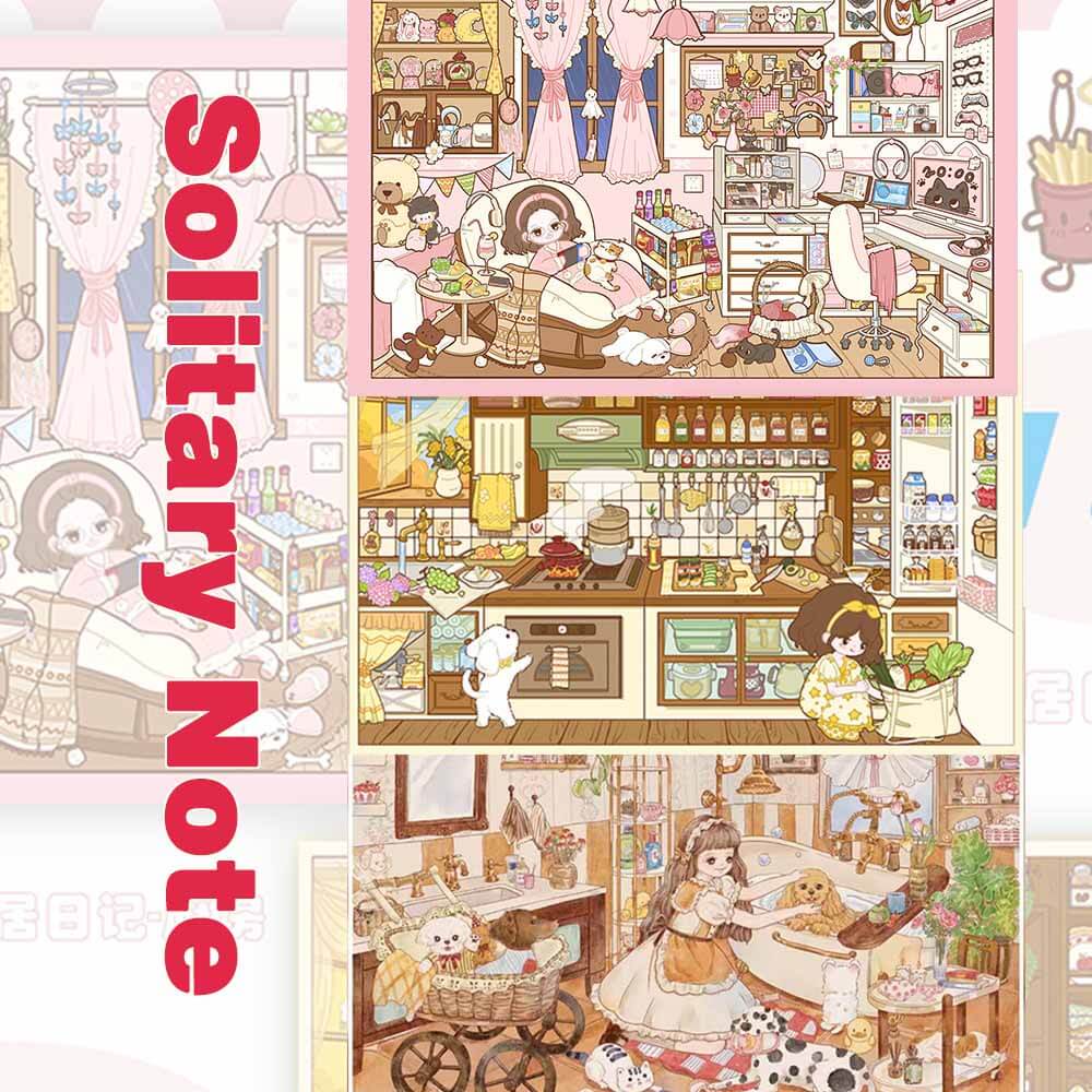 Solitary Note DIY 3D Scene Stickers 3 Cute Miniature Scenes(L)