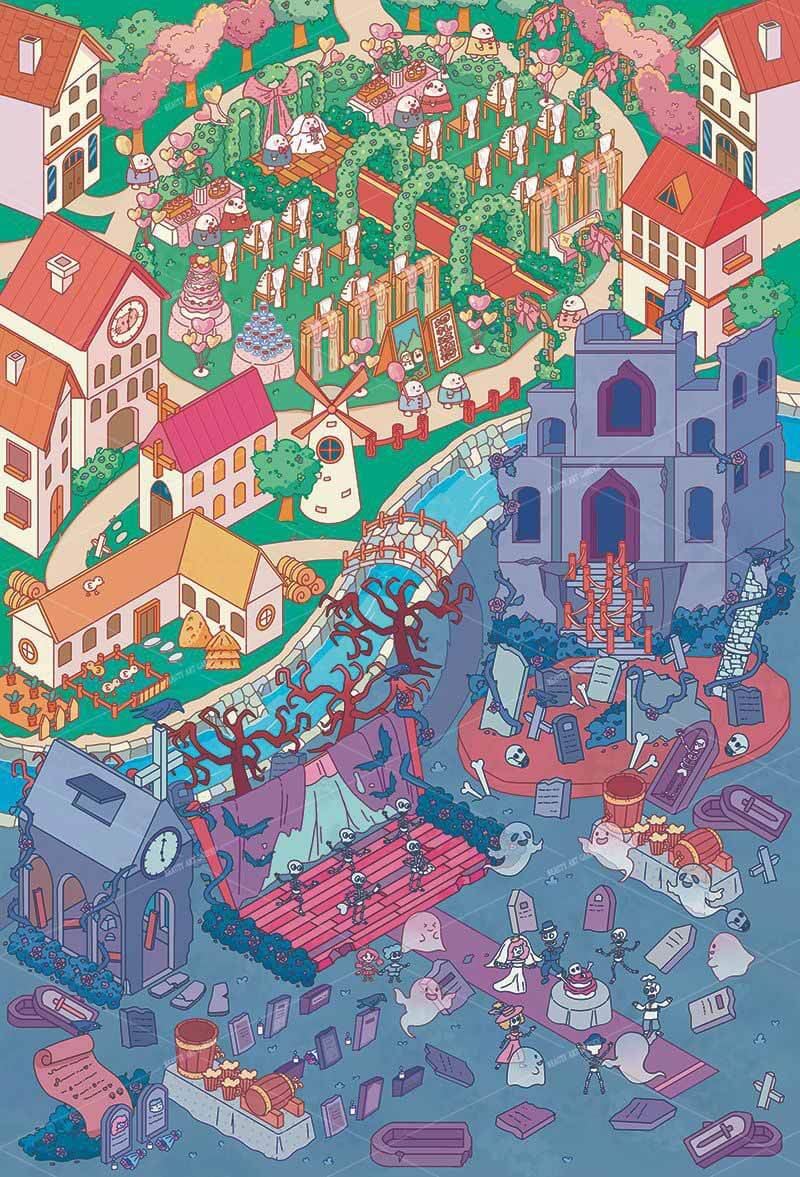 Mandarin Dreams DIY 3D Scene Stickers 2 Cute Miniature Scenes(L)