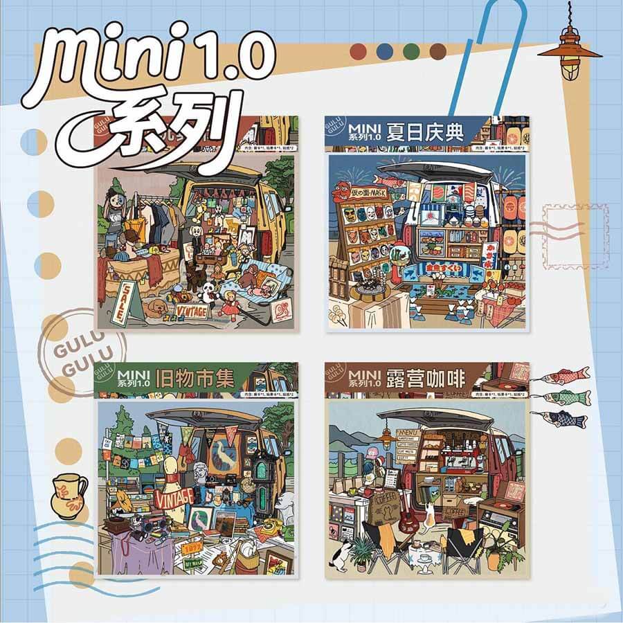 Market Carnival DIY 3D Scenes Sticker 4 Cute Scenes(S)