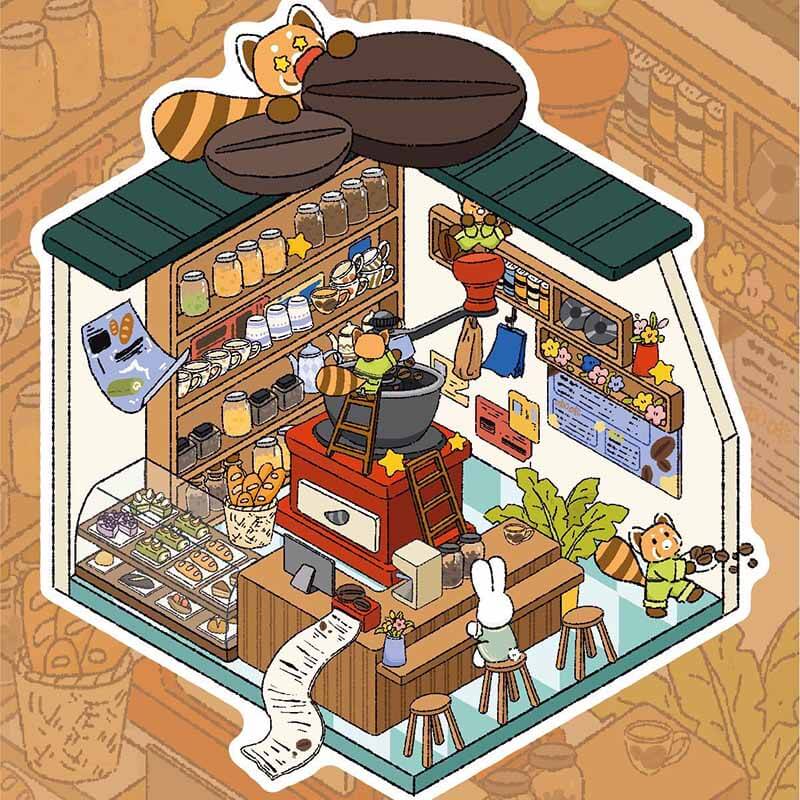 Market Mornings DIY 3D Scene Stickers 4 Cute Miniature Scenes(S)