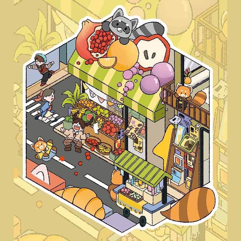 Market Mornings DIY 3D Scene Stickers 4 Cute Miniature Scenes(S)