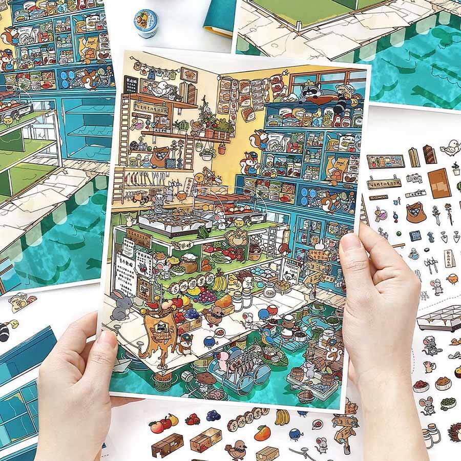 Market Tales DIY 3D Scene Stickers 2 Cute Miniature Scenes(L)