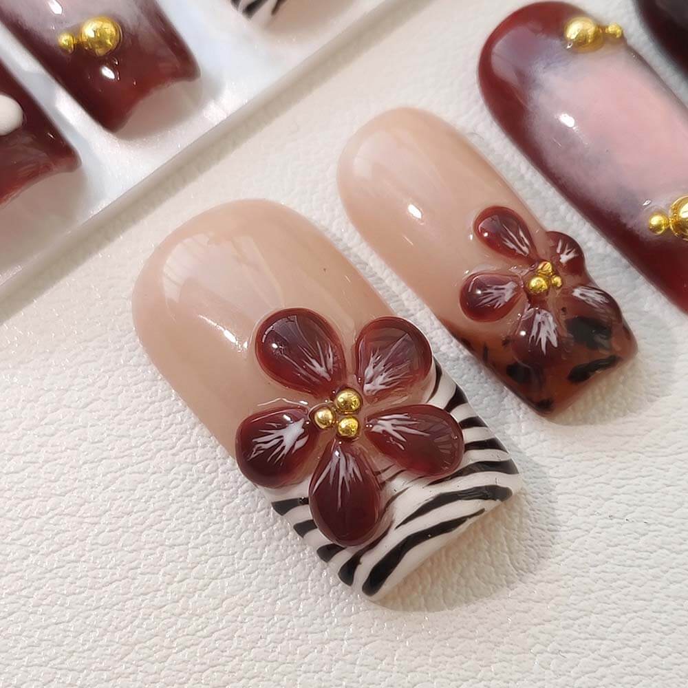Beauty Art Garden Press On Nails Maroon Mirage 52