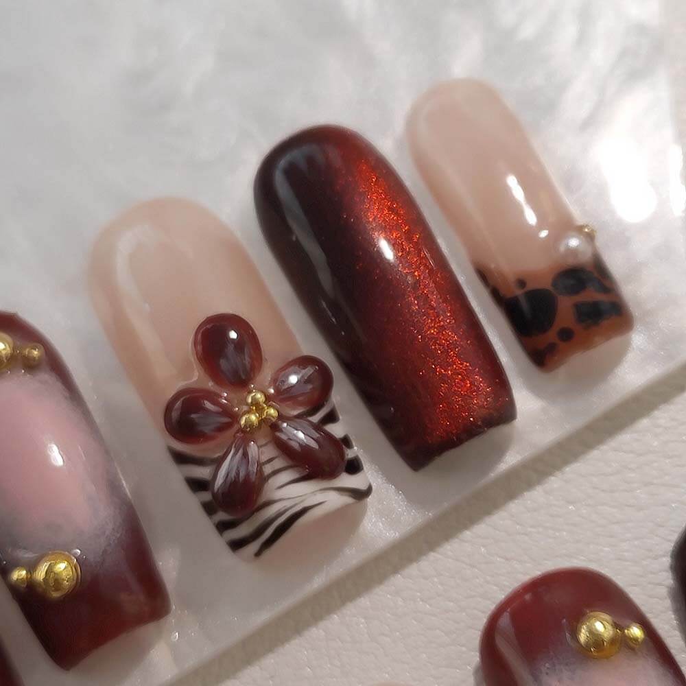 Beauty Art Garden Press On Nails Maroon Mirage 52