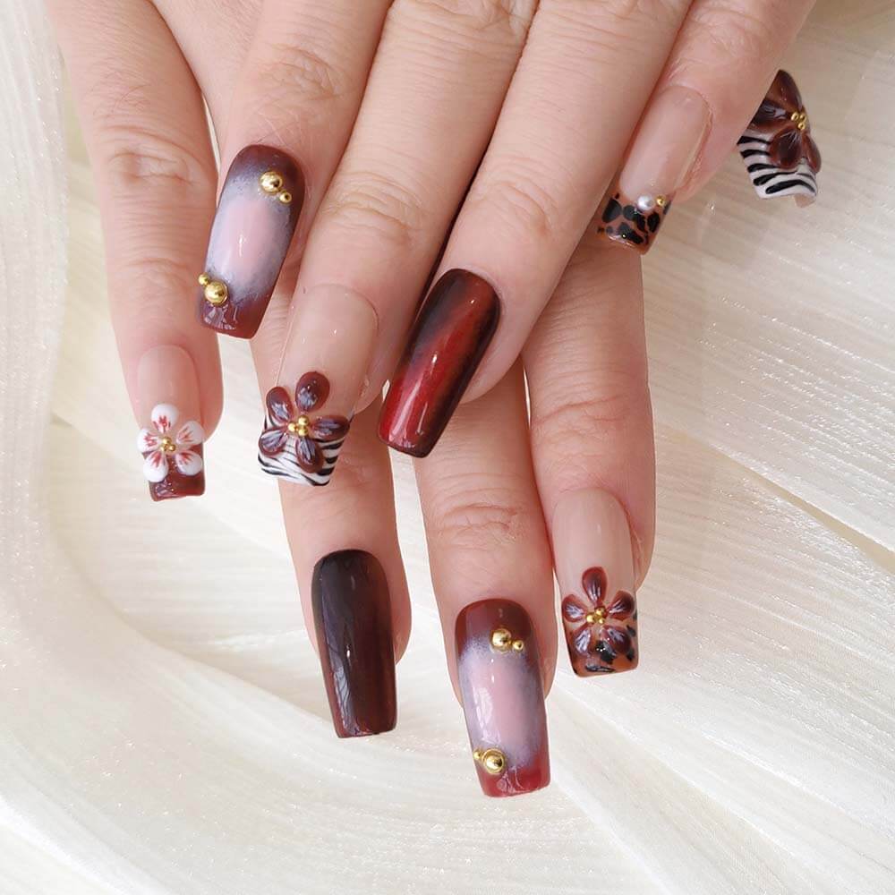 Beauty Art Garden Press On Nails Maroon Mirage 52