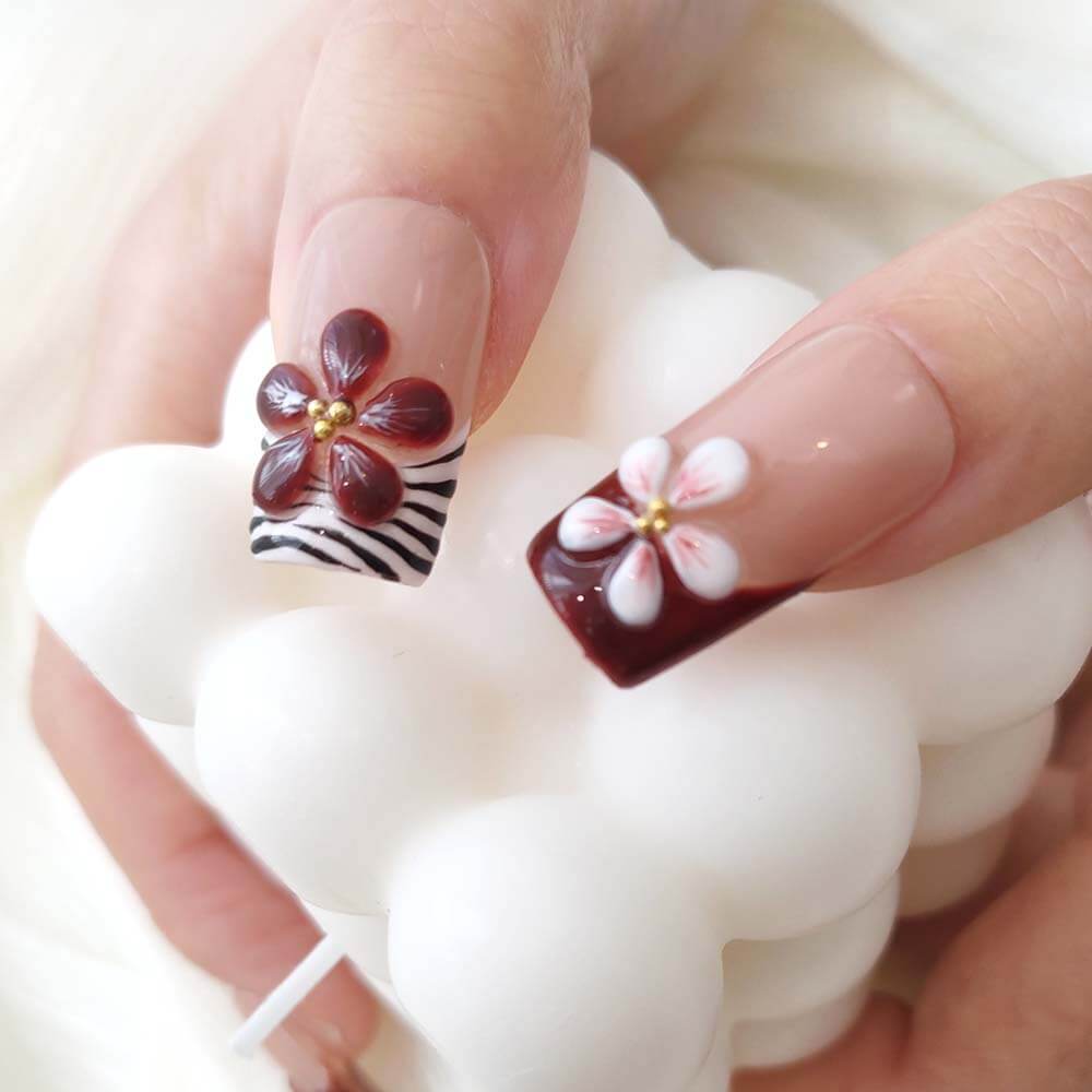 Beauty Art Garden Press On Nails Maroon Mirage 52