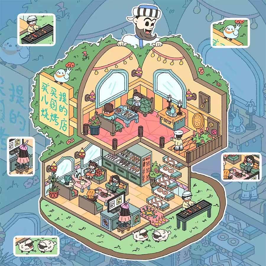 Gourmet Collection DIY 3D Scene Stickers - 4 Cute Miniature Scenes(M)