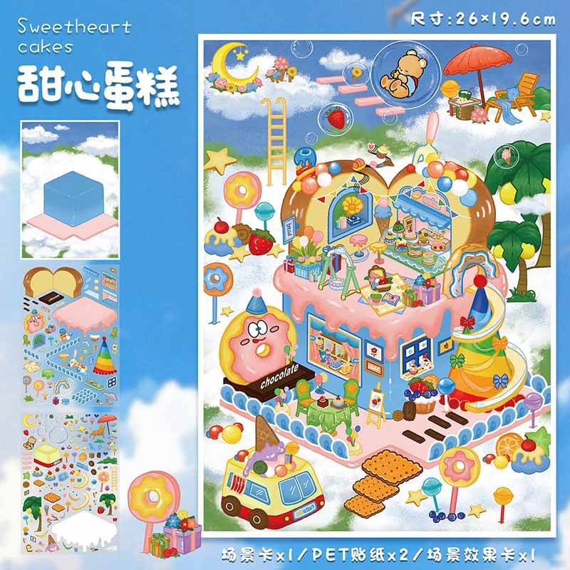 Meadow Days DIY 3D Scene Stickers 2 Cute Miniature Scenes(L)