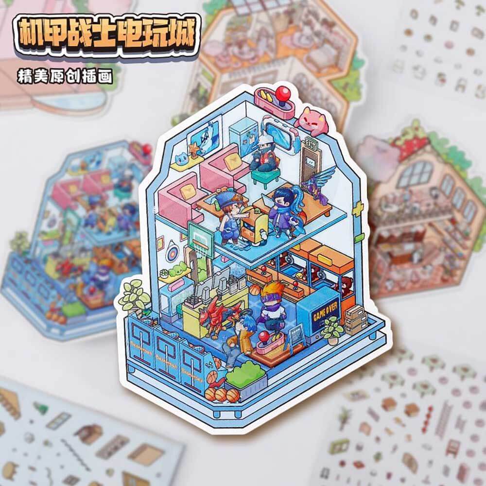 Cute Store 1.0 DIY Autocollants de scène 3D : 4 scènes miniatures mignonnes