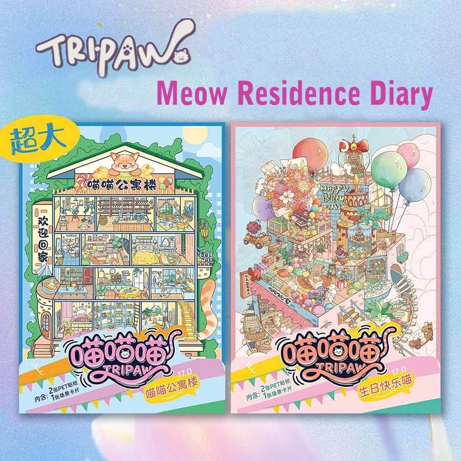 Meow Residence Diary DIY 3D Scene Stickers 2 Cute Scenes(L)