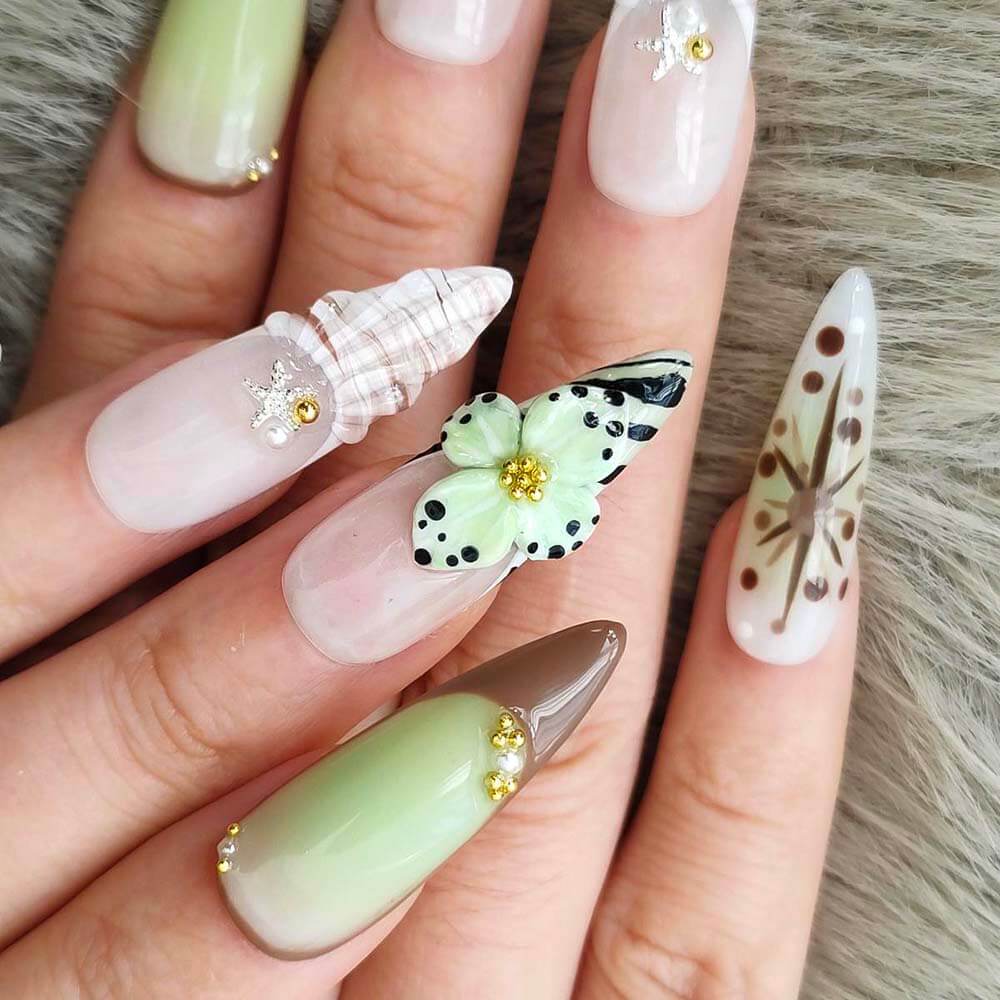 Art Garden Press On Nails Mermaid's Garden 25