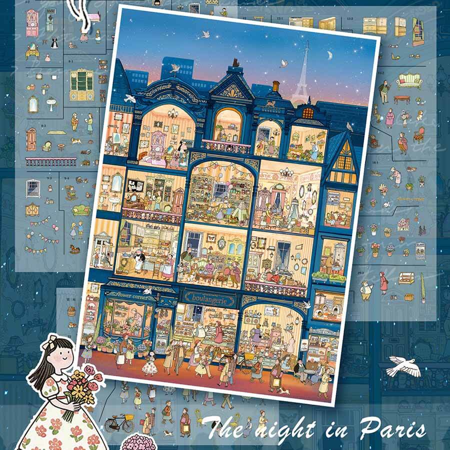 Midnight Voyage DIY 3D Scene Stickers With Guide Lines(L)