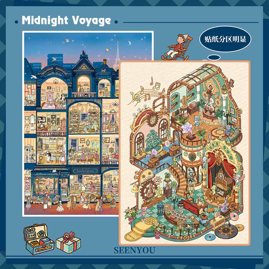 Midnight Voyage DIY 3D Scene Stickers With Guide Lines(L)