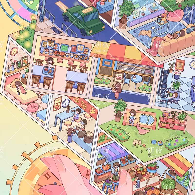 Mini Odyssey DIY 3D Scene Stickers 2 Cute Miniature Scenes(xL)